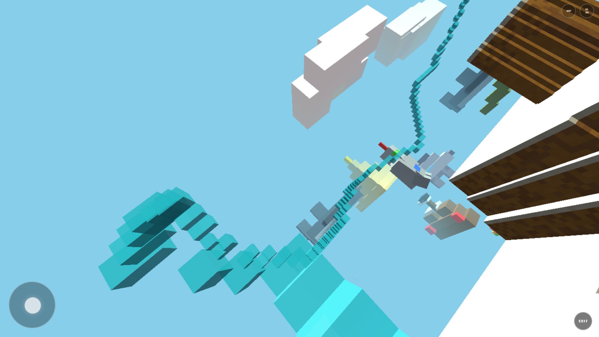The walking HUD and forward terrain in a live Neon Plateau session.